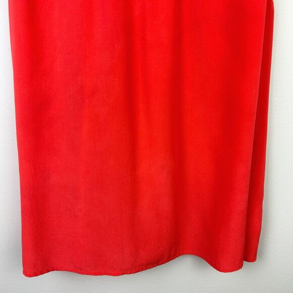 JOIE Vibrant Coral Orange 100% Silk Sleeveless Tank Top Blouse Racerback Scoop M - Picture 3 of 10